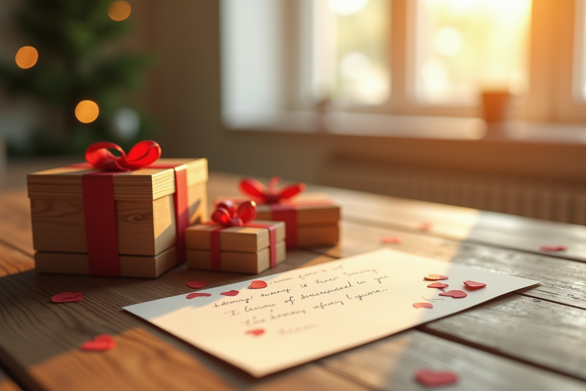 Cadeaux en bois et lettre d