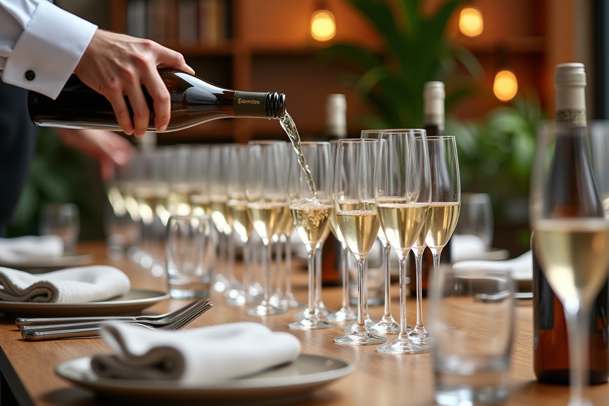 Main versant du vin dans un verre lors d